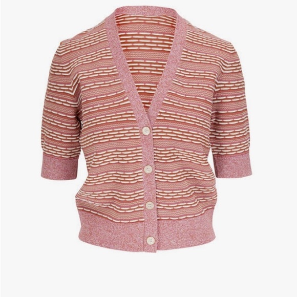 VERONICA BEARD Toyama multicolor cropped short sleeve cardigan - Picture 1 of 3